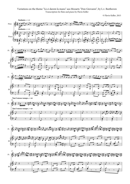 Free Sheet Music Variations On L Ci Darem La Mano By L V Beethoven Transcription For Flute And Piano