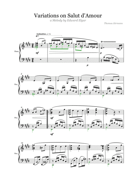 Free Sheet Music Variations On Salut D Amour