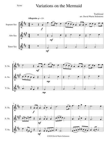 Variations On The Mermaid For Saxophone Trio Sheet Music