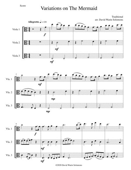 Variations On The Mermaid For Viola Trio Sheet Music