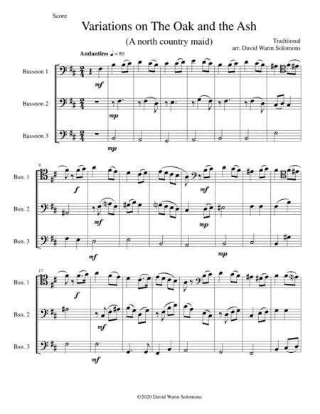 Variations On The Oak And The Ash A North Country Maid For Bassoon Trio Sheet Music