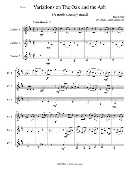 Variations On The Oak And The Ash A North Country Maid For Clarinet Trio Sheet Music