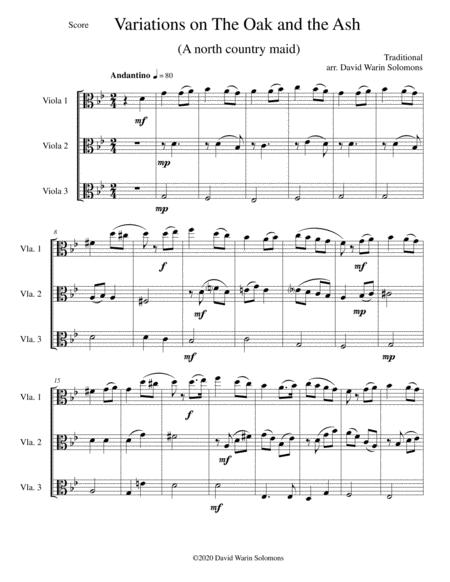 Variations On The Oak And The Ash A North Country Maid For Viola Trio Sheet Music