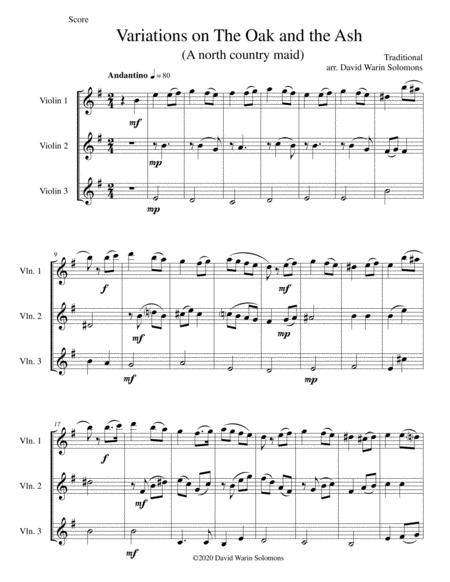 Variations On The Oak And The Ash A North Country Maid For Violin Trio Sheet Music