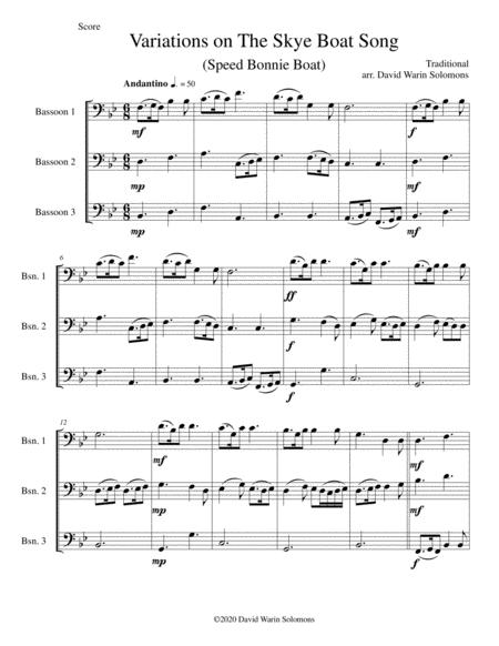 Variations On The Skye Boat Song Speed Bonnie Boat For Bassoon Trio Sheet Music