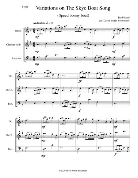 Free Sheet Music Variations On The Skye Boat Song Speed Bonnie Boat For Wind Trio Oboe Clarinet Bassoon