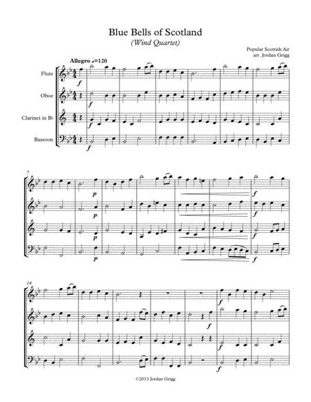 Variations On The Vicar Of Bray For Wind Trio Flute Clarinet Bassoon Sheet Music