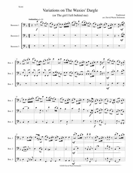 Variations On The Waxies Dargle Or The Girl I Left Behind Me For Bassoon Trio Sheet Music