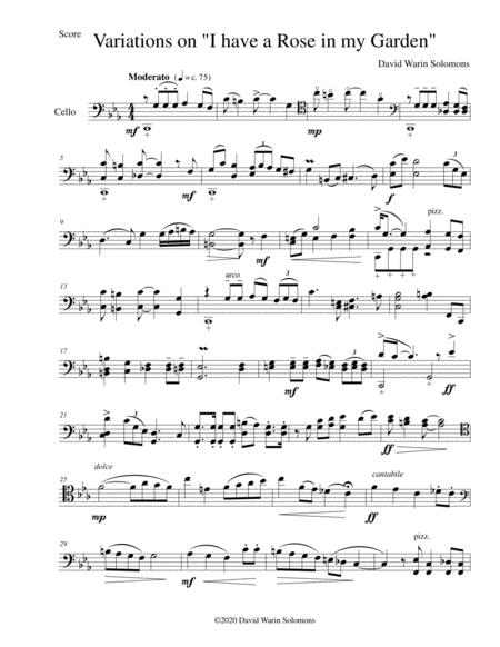 Free Sheet Music Variations On There Is A Rose In My Garden For Cello Solo