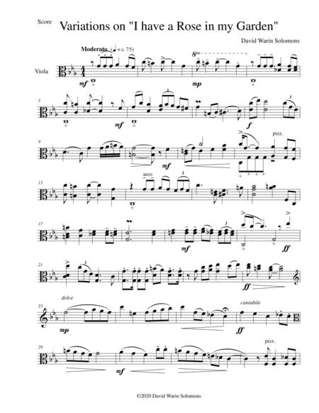 Free Sheet Music Variations On There Is A Rose In My Garden For Viola Solo