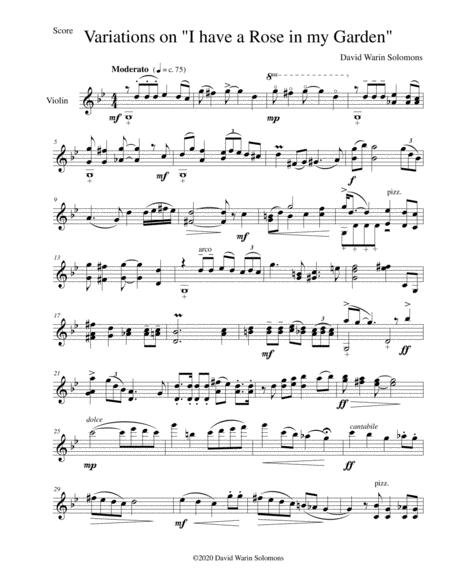 Variations On There Is A Rose In My Garden For Violin Solo Sheet Music