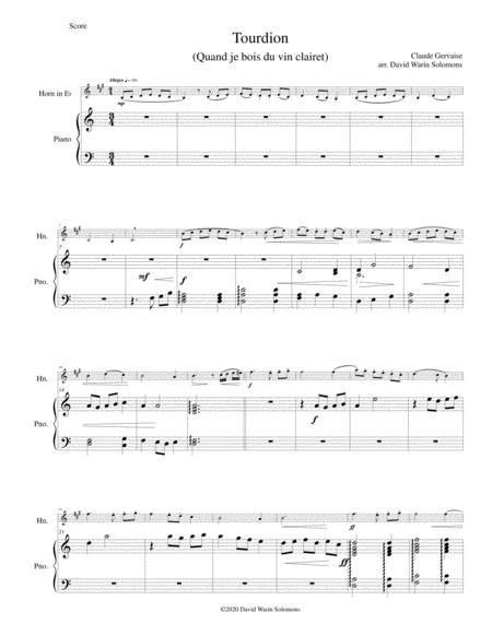 Variations On Tourdion After Claude Gervaise For Tenor Horn Horn In E Flat And Piano Sheet Music