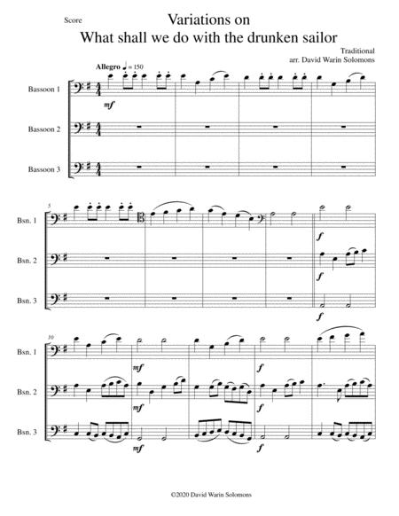 Variations On What Shall We Do With The Drunken Sailor For Bassoon Trio Sheet Music