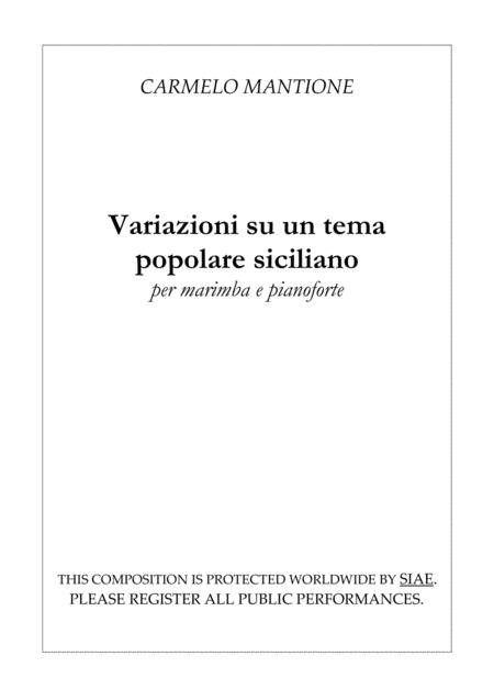 Variazioni Su Un Tema Popolare Siciliano Per Marimba E Pianoforte Sheet Music