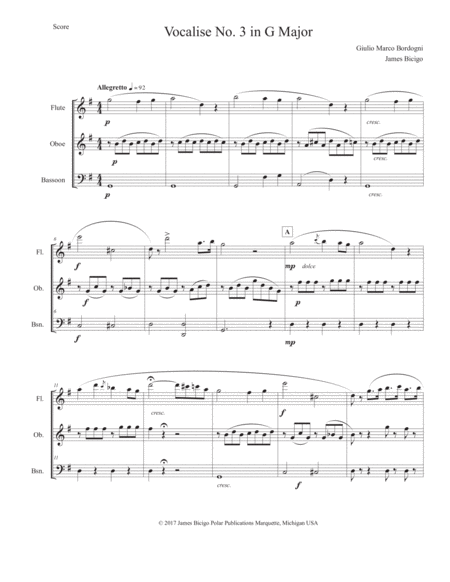 Vcalise No 3 In G Major Sheet Music