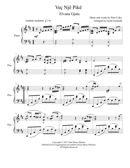 Vec Nje Pike Piano Solo Sheet Music