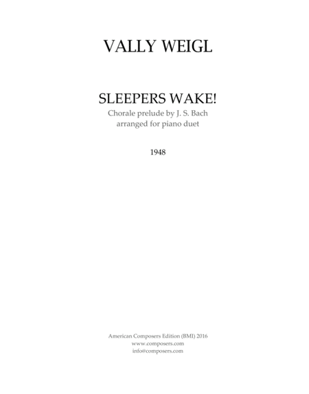 Free Sheet Music Veiglv Sleepers Wake Bach