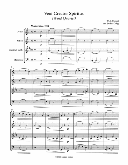 Veni Creator Spiritus Wind Quartet Score And Parts Sheet Music