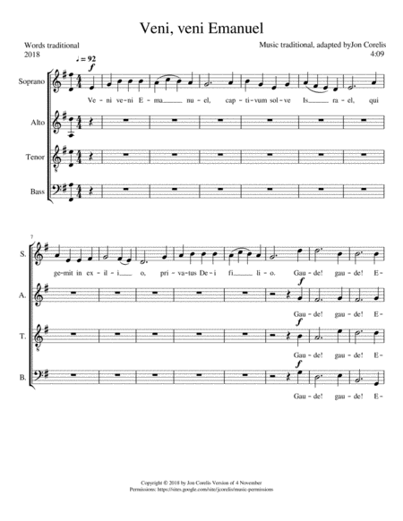 Veni Veni Emanuel Sheet Music