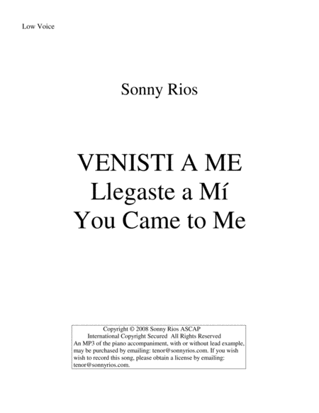 Venisti A Me Sheet Music