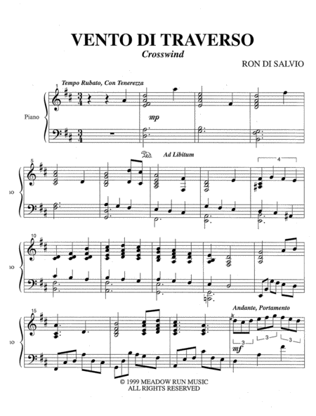 Vento Di Traverso Crosswinds Sheet Music