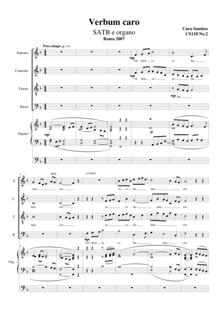 Free Sheet Music Verbum Caro Choir Satb And Organ