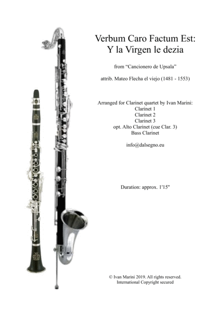 Verbum Caro Factum Est For Clarinet Quartet Sheet Music