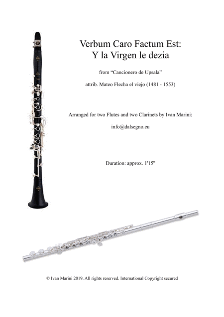 Free Sheet Music Verbum Caro Factum Est For Flute And Clarinet Quartet