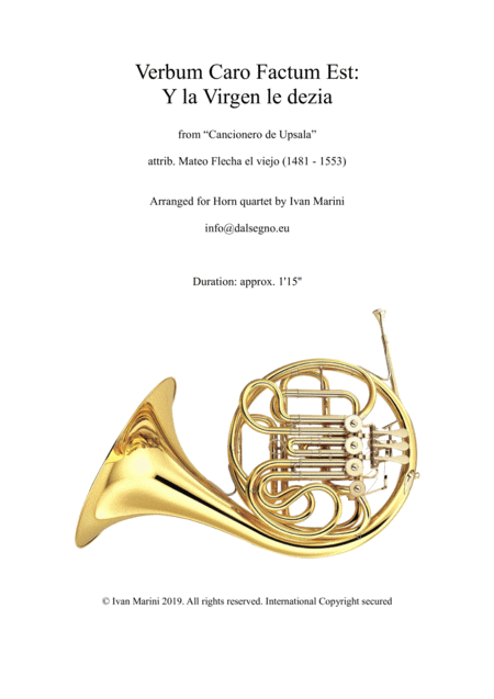 Verbum Caro Factum Est For Horn Quartet Sheet Music