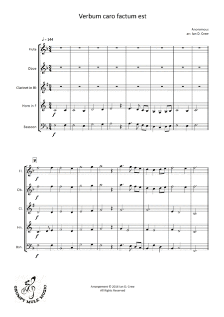 Free Sheet Music Verbum Caro Factum Est