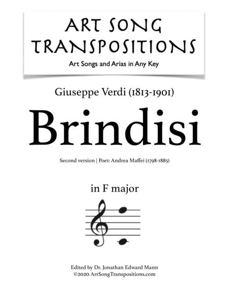 Free Sheet Music Verdi Brindisi Second Version Transposed To F Major