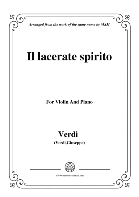 Verdi Il Lacerate Spirito A Te L Estremo Addio For Violin And Piano Sheet Music