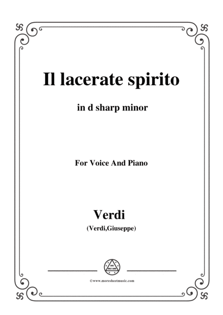 Verdi Il Lacerate Spirito A Te L Estremo Addio In D Sharp Minor For Voice And Piano Sheet Music