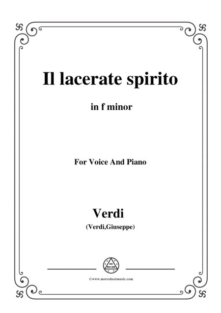 Verdi Il Lacerate Spirito A Te L Estremo Addio In F Minor For Voice And Piano Sheet Music