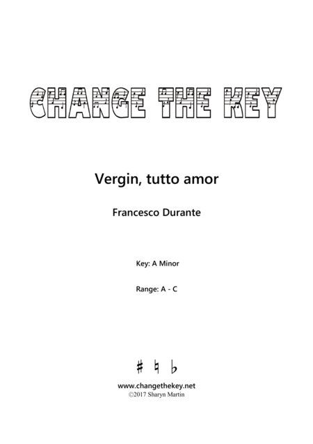 Free Sheet Music Vergin Tutto Amor A Minor