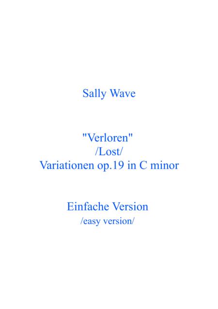 Free Sheet Music Verloren Lost Variationen Op 19 In C Minor Einfache Version Easy Version