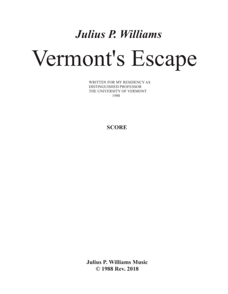 Vermonts Escape Score Sheet Music