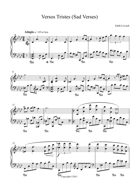 Free Sheet Music Versos Tristes Sad Verses