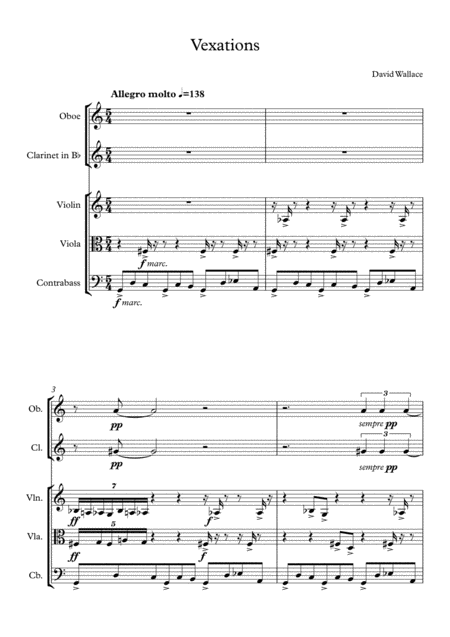 Vexations For Mixed Quintet Sheet Music