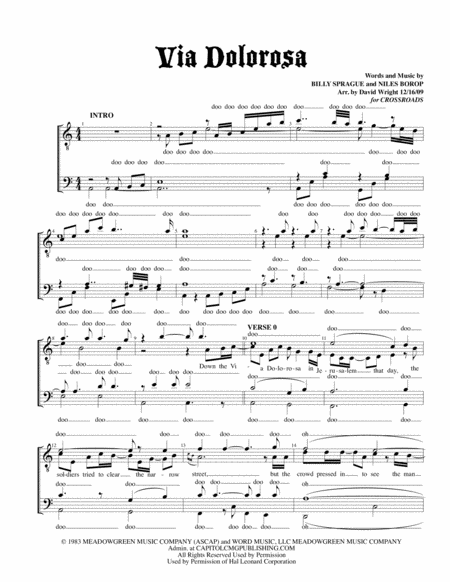 Via Dolorosa Chorus Pricing Sheet Music