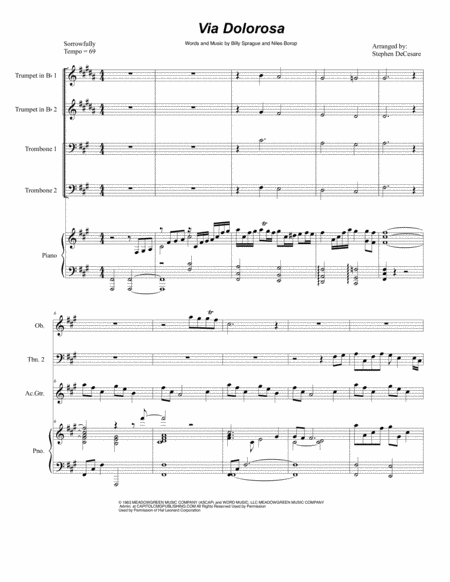 Free Sheet Music Via Dolorosa For Brass Quartet Alternate Version