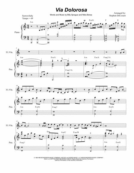 Free Sheet Music Via Dolorosa For Flute Or Violin Solo And Piano