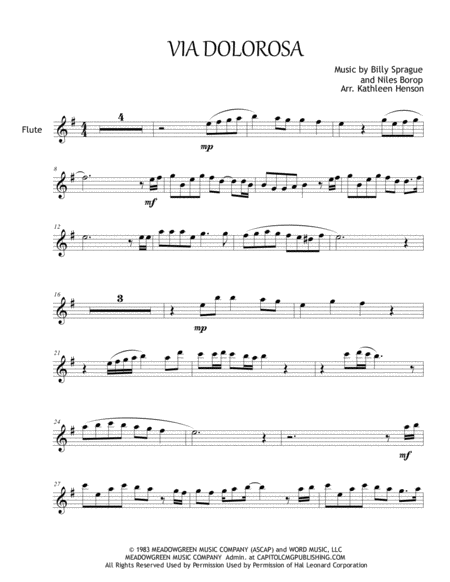 Free Sheet Music Via Dolorosa For Solo Flute