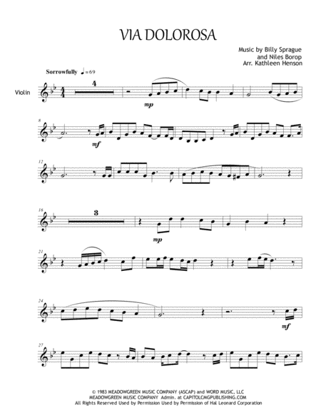 Free Sheet Music Via Dolorosa For Solo Violin