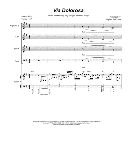 Via Dolorosa For Ssatb Medium Key Sheet Music