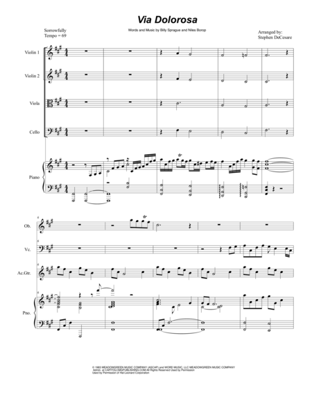 Free Sheet Music Via Dolorosa For String Quartet
