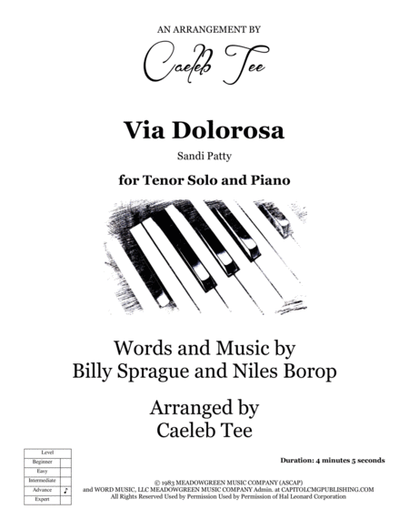 Via Dolorosa Solo Voice And Piano Arranged By Caeleb Tee Sheet Music