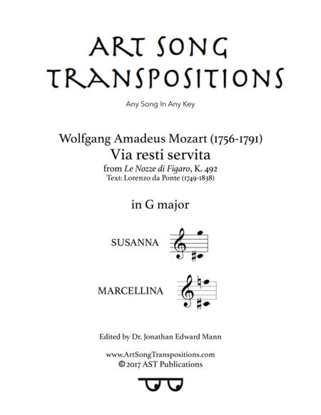 Via Resti Servita G Major Sheet Music