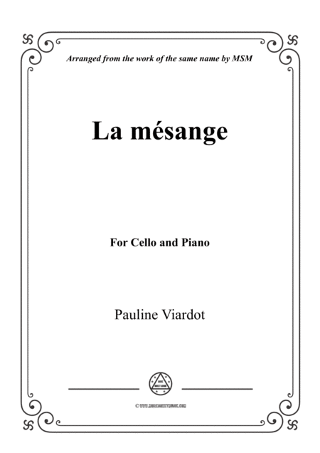 Viardot La Msange For Cello And Piano Sheet Music