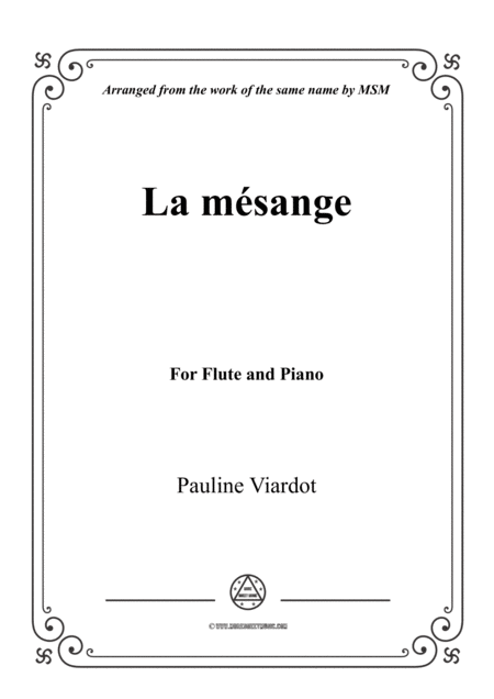 Viardot La Msange For Flute And Piano Sheet Music